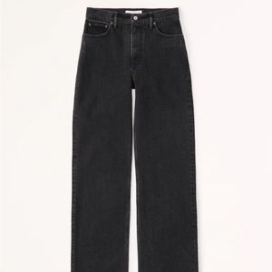 Abercrombie 09s Straight Ultra High Rush Curve Love Black Jeans with rip